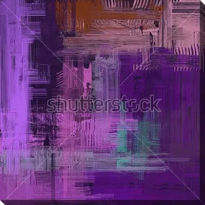 Постер Композиция в оттенках сиреневого, фиолетового и розового цвета с яркими пятнами коричневого и зелёного