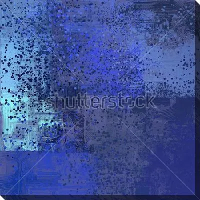 Картина маслом Монохромная композиция в оттенках синего и голубого цвета с мелкими брызгами