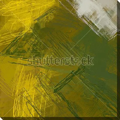 Картина маслом Контрастное сочетание линий и каракулей жёлтого, зелёного и белого цвета