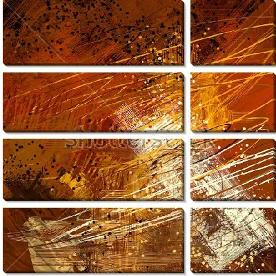 Модульная картина Динамичные яркие полосы жёлтого и белого цвета на тёмном фоне