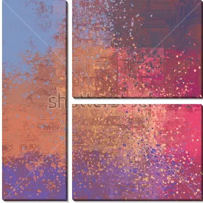 Модульная картина Композиция с разноцветными брызгами на ярком фоне
