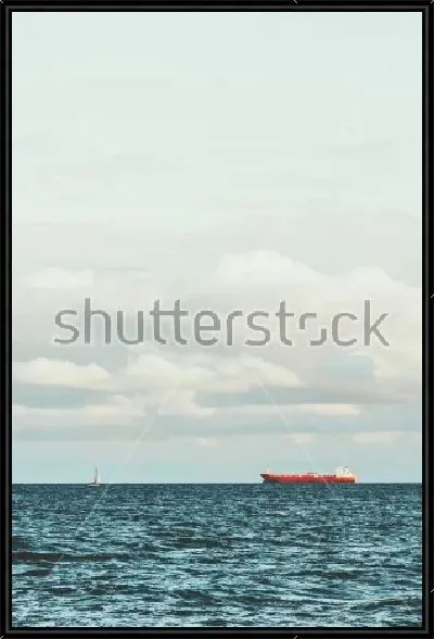 Картина Море и корабли минимальный ландшафт скандинавского путешествия