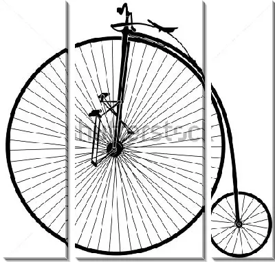 Модульная картина Старинный ретро велосипед с элементами арт-деко