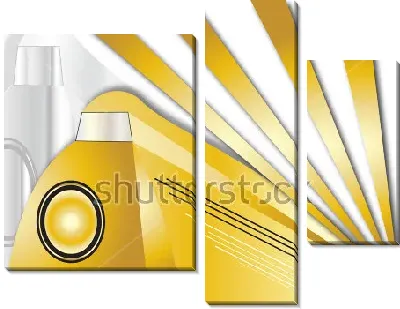 Модульная картина Яркая динамичная иллюстрация в стиле арт-деко с мчащимся в лучах солнца поездом