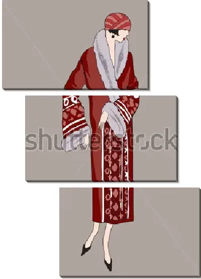 Модульная картина Иллюстрация с моделью в наряде 1920-х годов