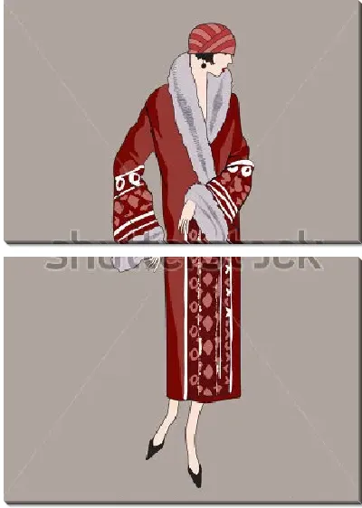 Модульная картина Иллюстрация с моделью в наряде 1920-х годов