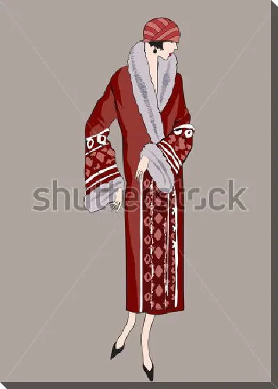 Картина маслом Иллюстрация с моделью в наряде 1920-х годов