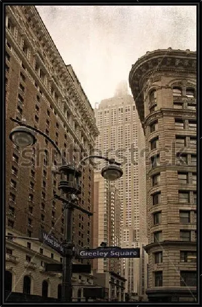 Картина Городской пейзаж Нью-Йорка с красивыми зданиями в стиле арт-деко