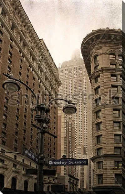 Постер Городской пейзаж Нью-Йорка с красивыми зданиями в стиле арт-деко