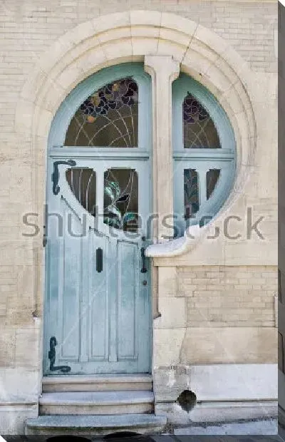 Картина маслом Фрагмент фасада в стиле модерн с необычной дверью-окном в Доме сецессиона (Вена, Австрия)