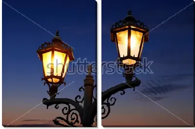 Модульная картина Красивый свет уличного фонаря в сумерках