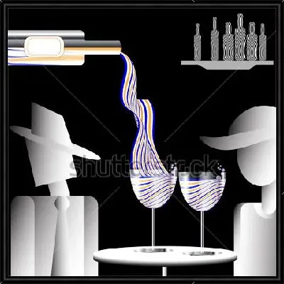 Стильный плакат в стиле арт-деко на тему вечера в ресторане с дегустацией вин