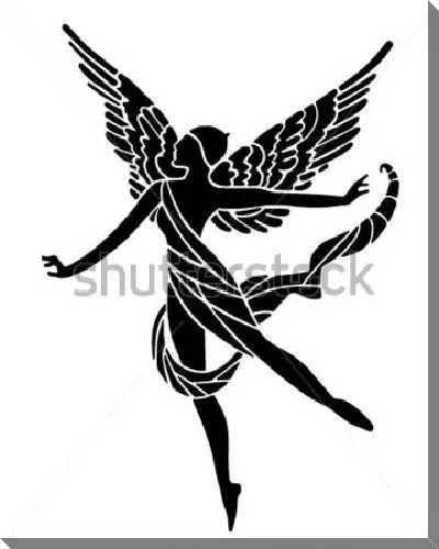 Картина маслом Чёрно-белая иллюстрация в стиле арт-деко  с силуэтом изящной крылатой богини