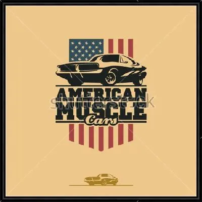 Картина Плакат в винтажном стиле с американским гоночным автомобилем