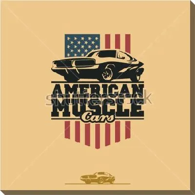 Постер Плакат в винтажном стиле с американским гоночным автомобилем