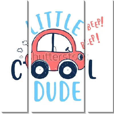 Модульная картина Иллюстрация с забавным детским автомобилем и поясняющими надписями