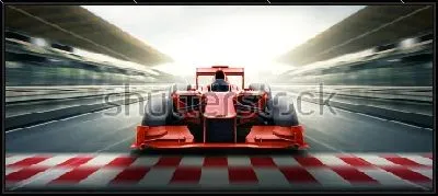 Картина Гоночный автомобиль финиширует на высокой скорости
