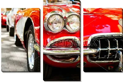 Модульная картина Роскошный ретро автомобиль крупным планом - на первом плане фары и бампер