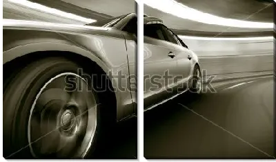 Модульная картина Спортивный автомобиль на высокой скорости в тоннеле