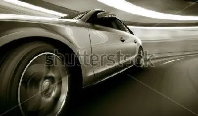 Плакат Спортивный автомобиль на высокой скорости в тоннеле