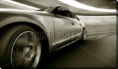 Постер Спортивный автомобиль на высокой скорости в тоннеле