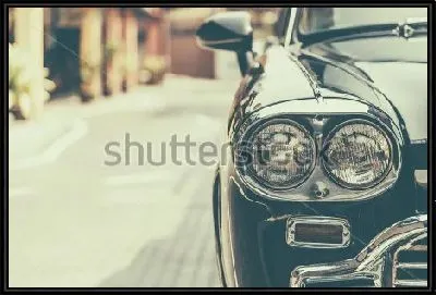 Картина Фары красивого чёрного автомобиля крупным планом