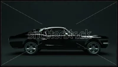 Картина Стильный чёрный спортивный автомобиль на чёрном фоне
