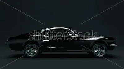Плакат Стильный чёрный спортивный автомобиль на чёрном фоне