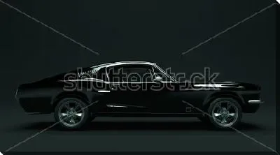 Постер Стильный чёрный спортивный автомобиль на чёрном фоне