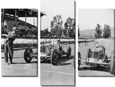 Модульная картина Исторический кадр старта автогонок на первых гоночных автомобилях