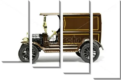 Модульная картина Античная модель автомобиля на белом фоне