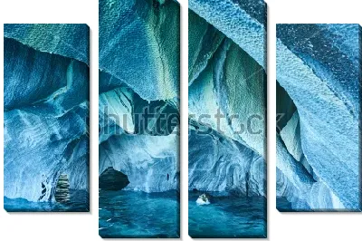 Модульная картина Мраморные пещеры бирюзового цвета и великолепные формы неземной красоты в подводной пещере Патагонии (Чили)