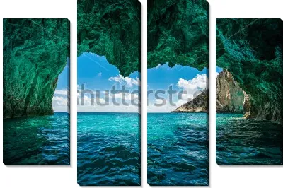 Модульная картина Красивые морские пещеры и лазурное море на острове Закинф (Греция)