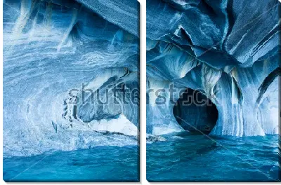 Модульная картина Прекрасный вид на мраморные своды пещеры в Катедраль-де-Мармой в Чили (Патагония)