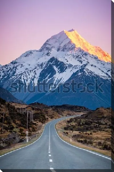 Постер Дорога к величественной горе Кука в Национальном парке Новой Зеландии