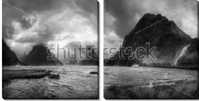 Модульная картина Экстремальные погодные условия в бухте Милфорд-Саунд (Новая Зеландия)