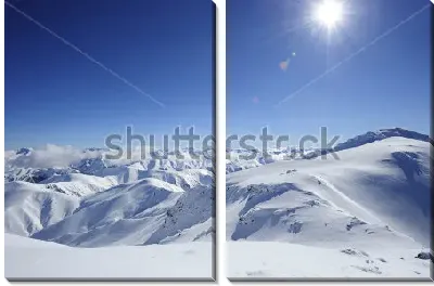 Модульная картина Яркое солнце над снежными горными вершинами