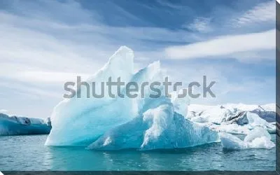 Картина маслом Голубые льдины ледниковой лагуны Йокульсарлон в Исландии