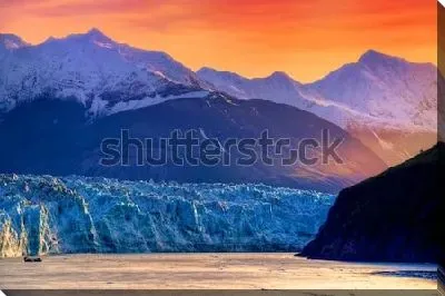 Картина маслом Фантастический восход над ледником Хаббард - самым большим ледником на северо-западной окраине Северной Америки (США)