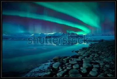 Картина Невероятно красивое северное сияние над Ледниковой лагуной Йокульсарлон (Исландия) №2