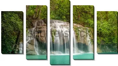 Модульная картина Красивый водопад Эраван в тропическом лесу Национального парка Таиланда