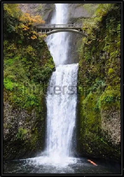 Картина Мост над пропастью перед водопадом