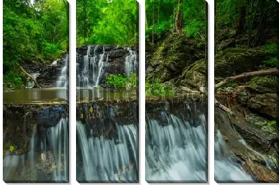 Модульная картина Красивый водопад в тропическом лесу Национального парка Намток Самлан (Таиланд)