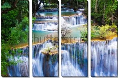 Модульная картина Великолепный каскадный водопад Хуай Мае Камин среди тропического леса в Национальном парке Куин Шринакариндра (Таиланд)