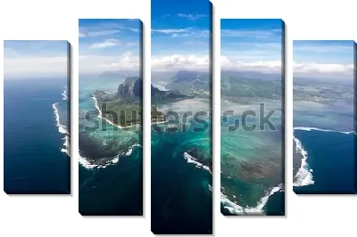 Невероятная панорама острова Маврикий с видом на знаменитый подводный водопад