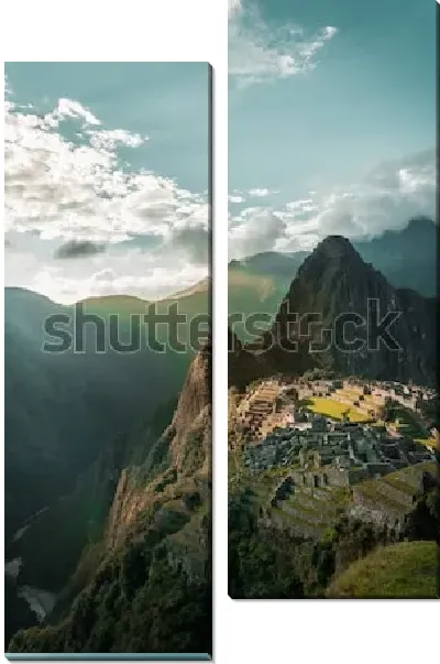 Модульная картина Фантастический горный пейзаж с видом на древний город инков Мачу-Пикчу (Перу)