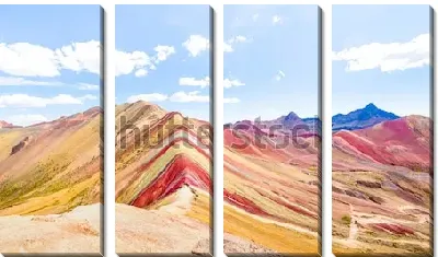 Модульная картина Панорамный вид на радужные горы Виникунка в Перу