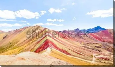 Постер Панорамный вид на радужные горы Виникунка в Перу