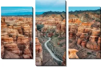 Модульная картина Панорама Чарынского каньона в Юго-Восточном Казахстане