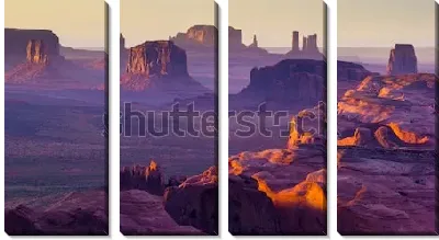 Модульная картина Сказочный фиолетово-золотой закат над Долиной монументов (США, штат Аризона)